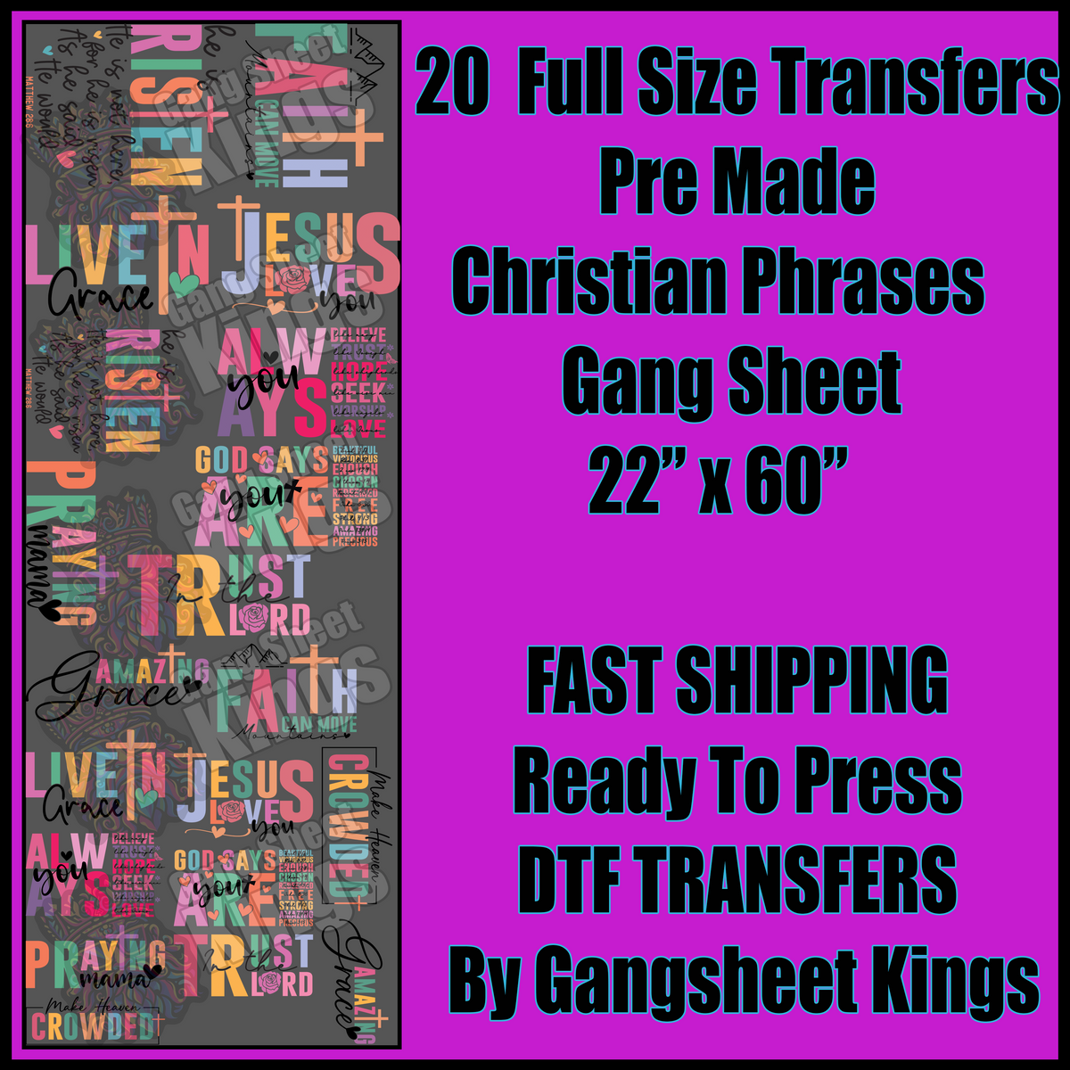 Christian Phrases Gangsheet