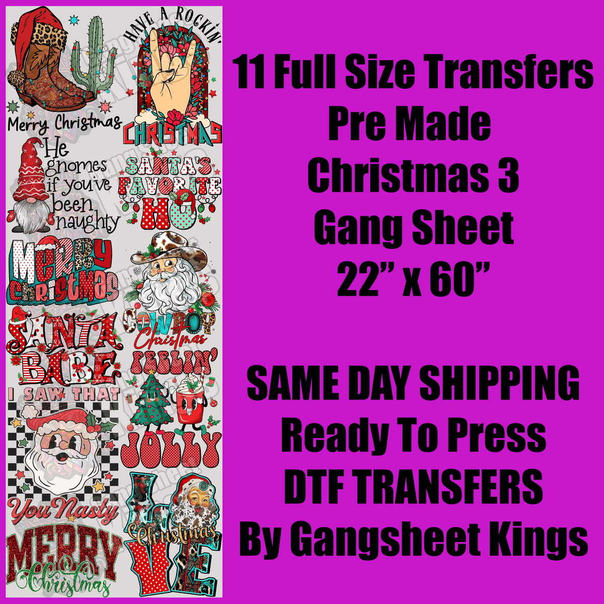 Christmas 3 Gang Sheet