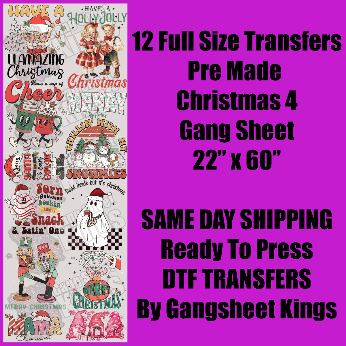 Christmas 4 Gang Sheet
