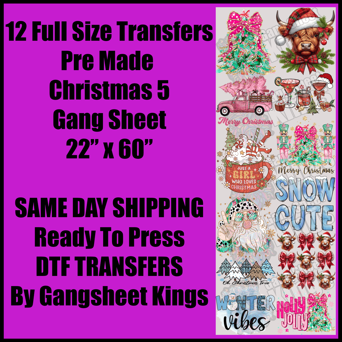Christmas 5 Gang Sheet