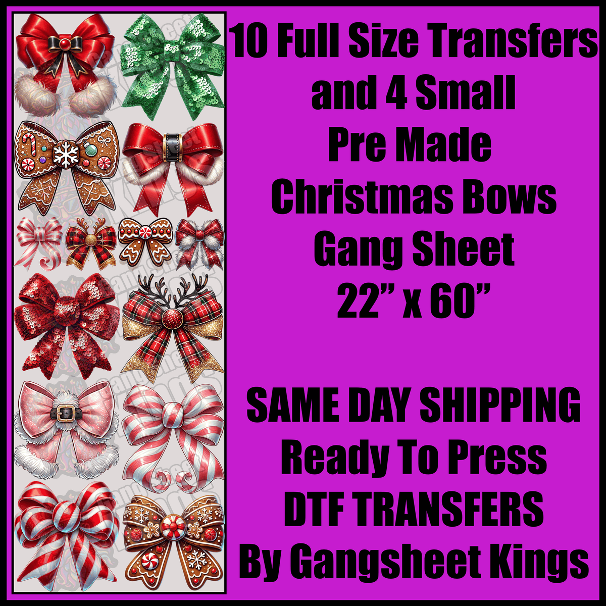 Christmas Bows Gang Sheet