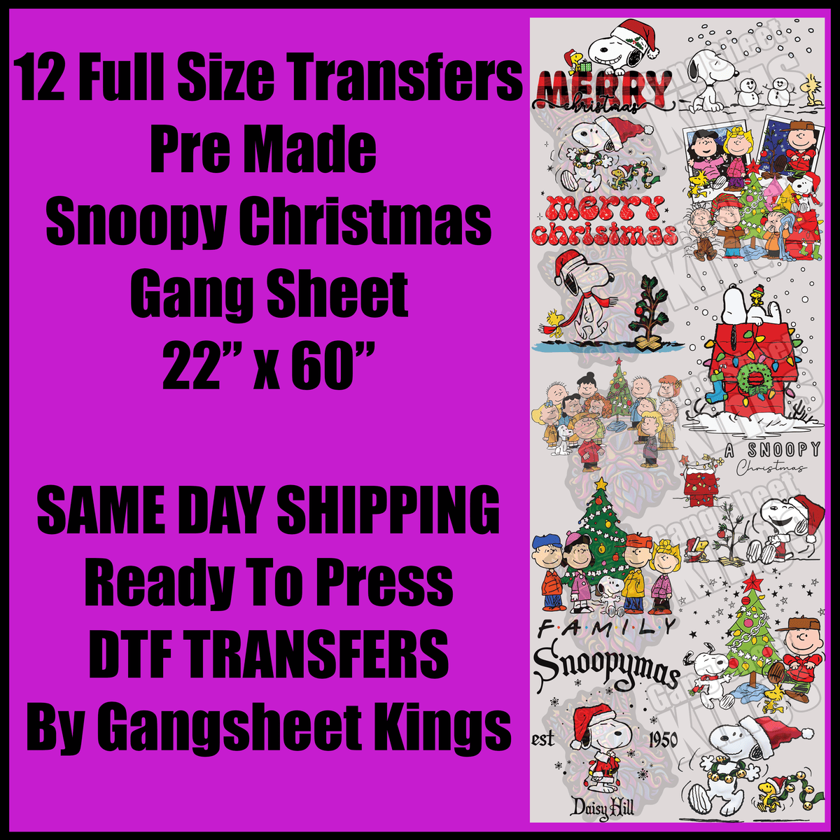 Christmas Snoopy Gang Sheet