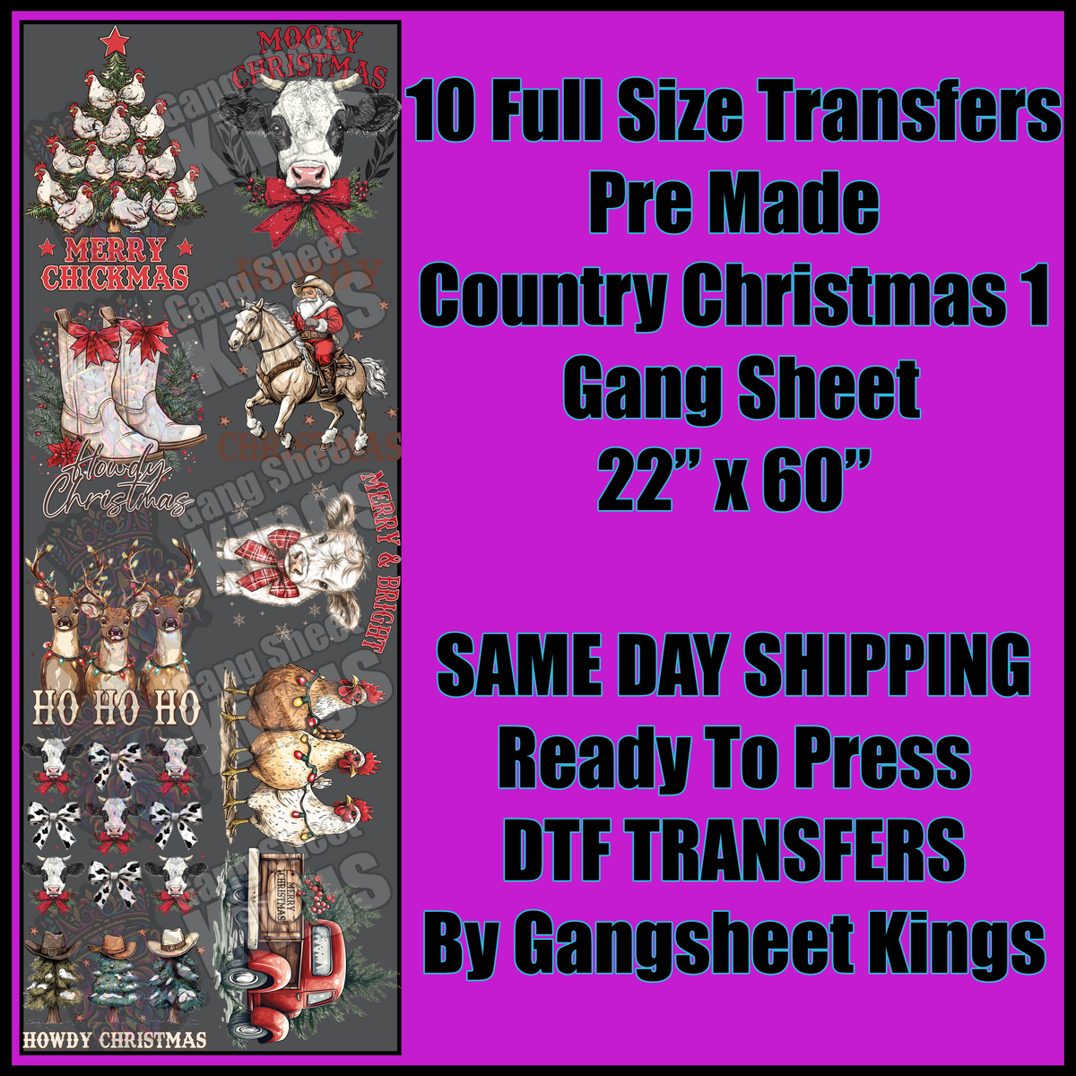 Country Christmas 1 Gangsheet