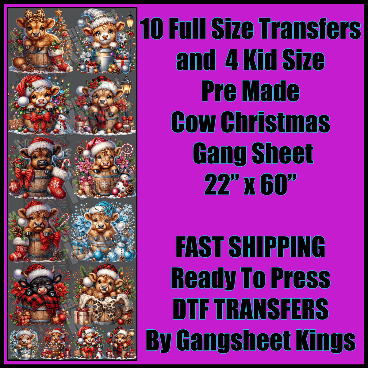 Cow Christmas Gangsheet