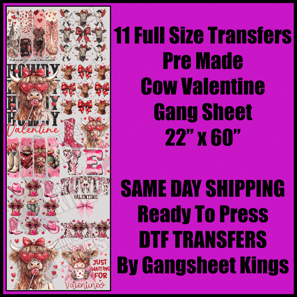 Cow Valentine Gang Sheet