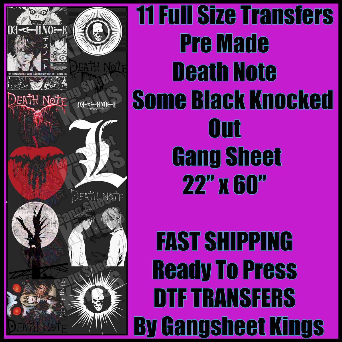 Death Note Anime Cartoons Gangsheet