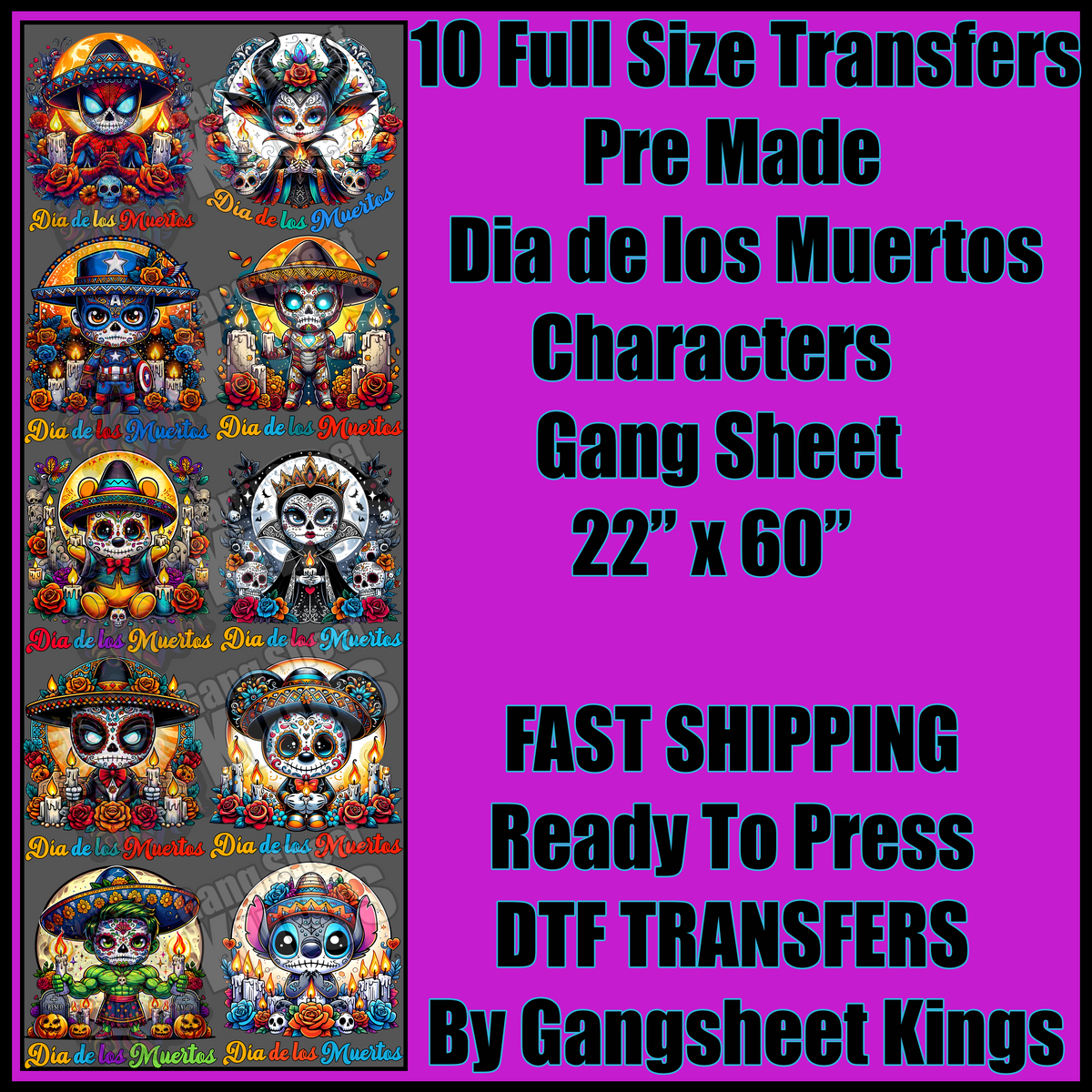 Dia de los Muertos Characters Gangsheet