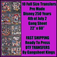 Disney 250 Years 4th of July 2 Gangsheet
