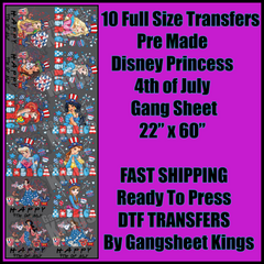 Disney Princess 4th of July Gangsheet