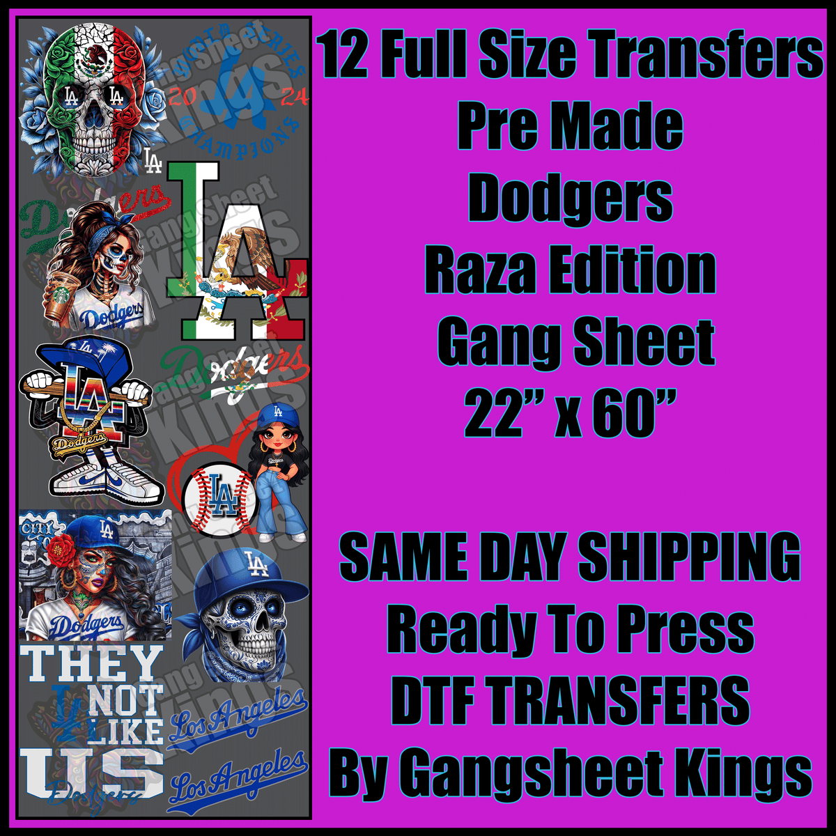 Los Angeles Dodgers Raza Edition Gangsheet