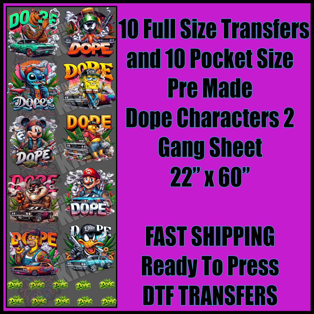Dope Characters 2 Cartoons Gangsheet