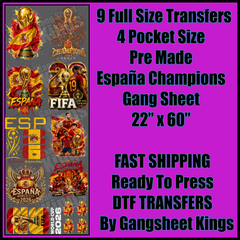 2026 World Cup Champions España Soccer Gangsheet