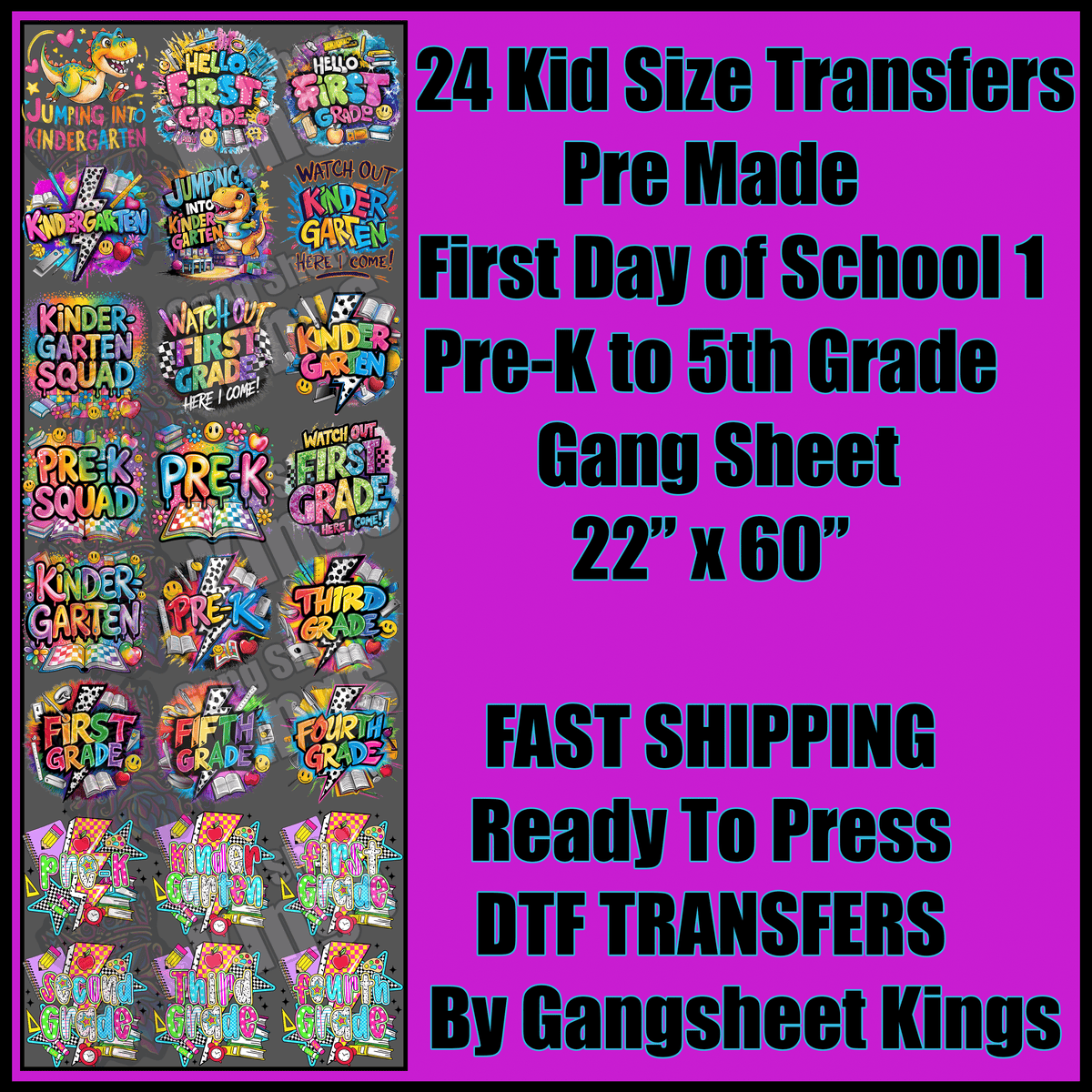 First Day of School 1 Gangsheet
