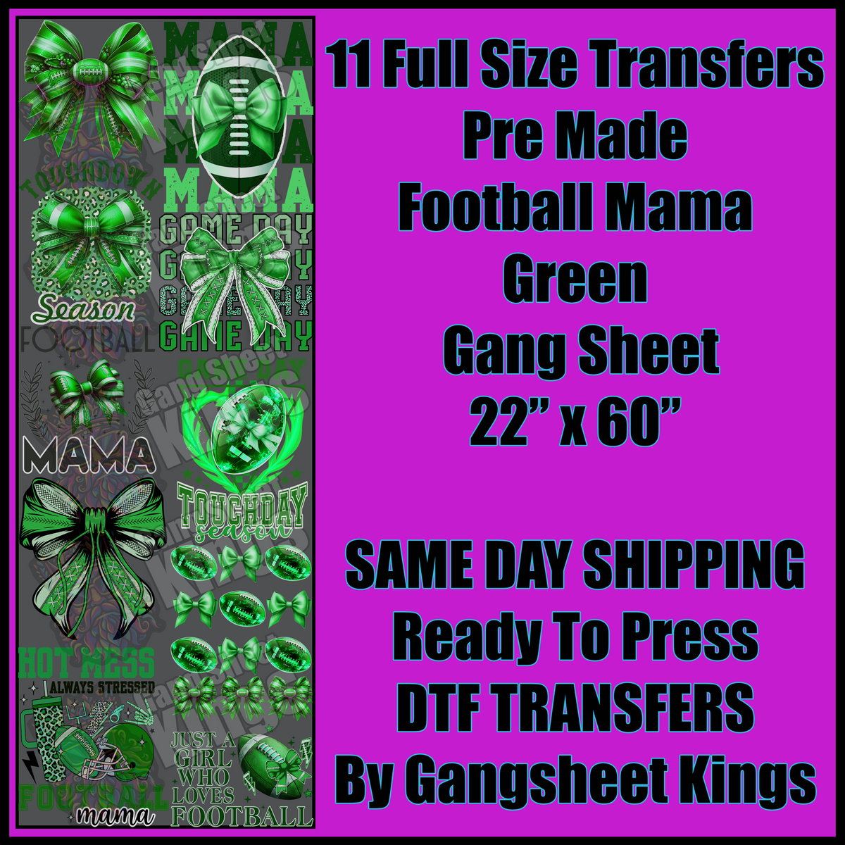 Football Mama Green Gang Sheet