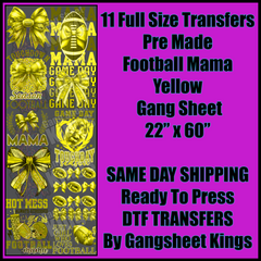 Football Mama Yellow Gang Sheet