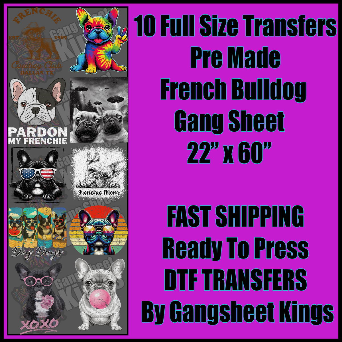 French Bulldog Frenchie Gangsheet