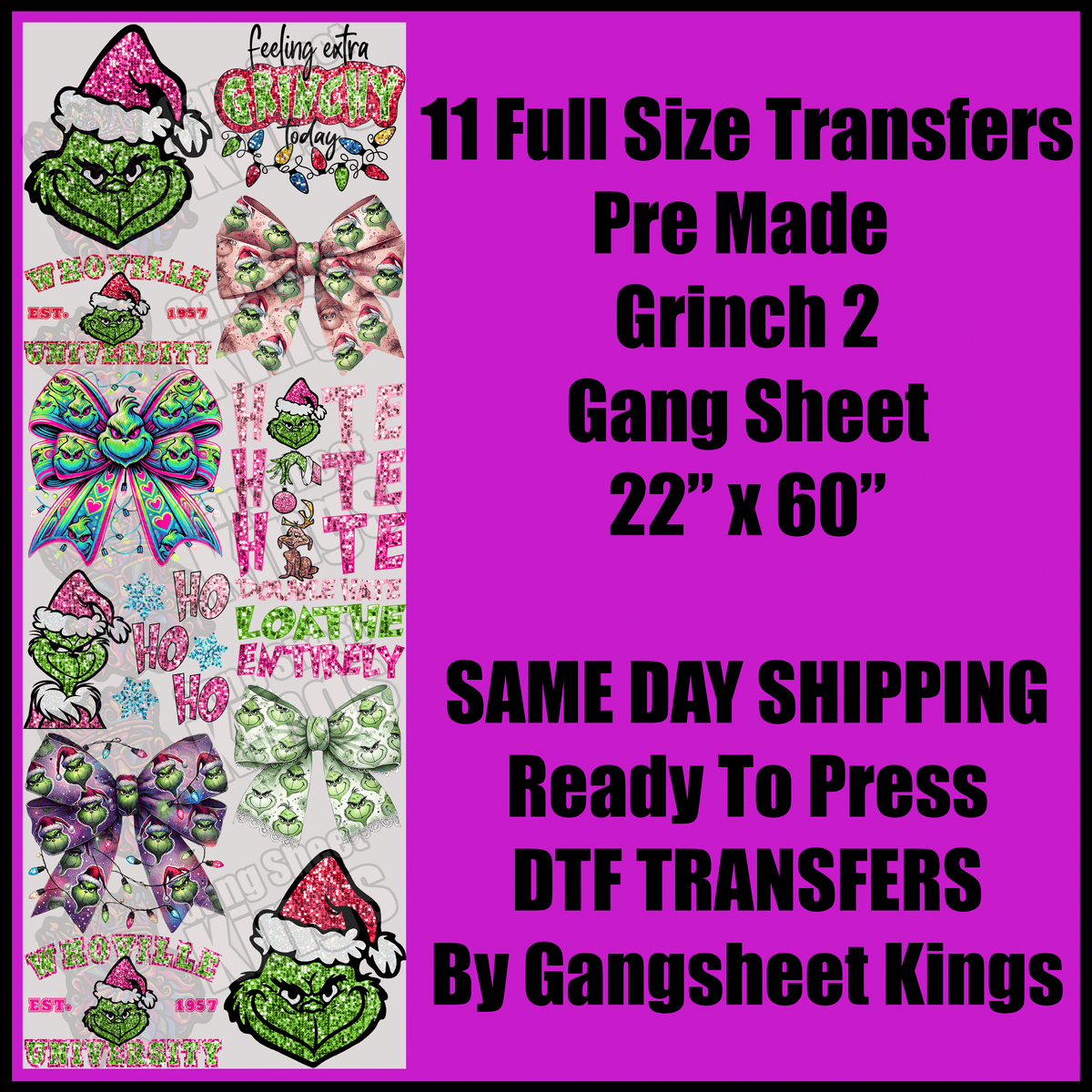 Glitter Grinch Gang Sheet