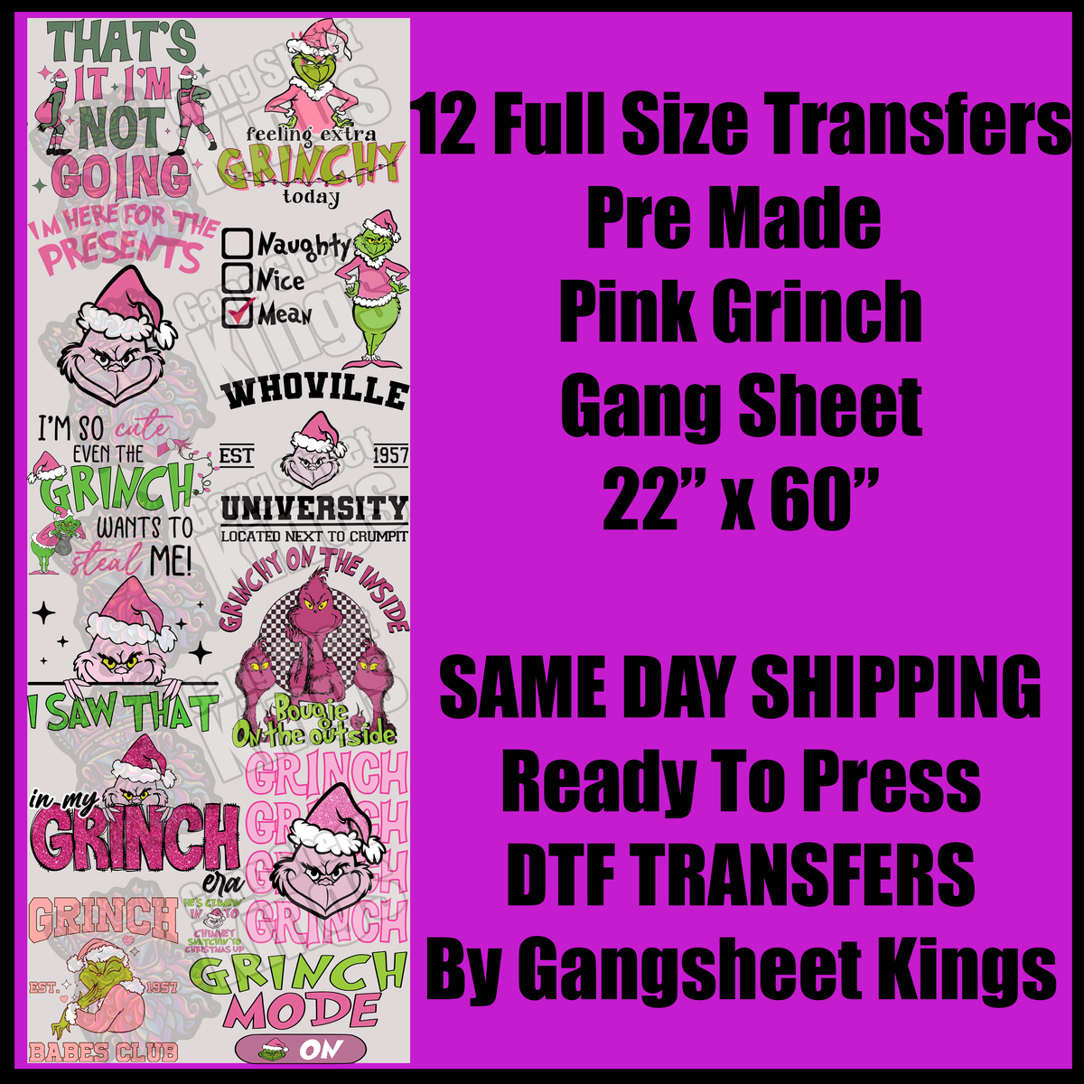 Grinch Pink Gang Sheet