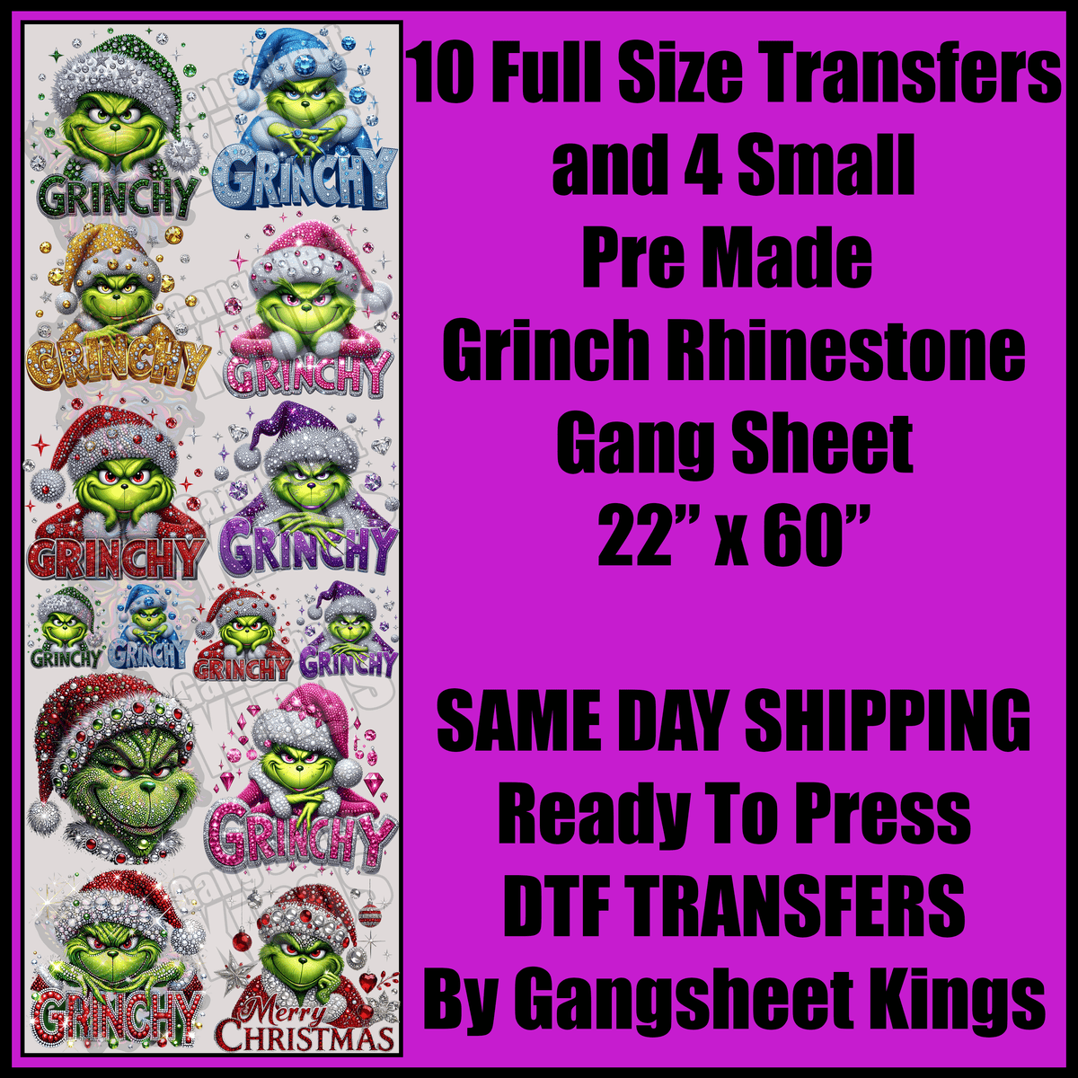 Grinch Rhinestone Gang Sheet