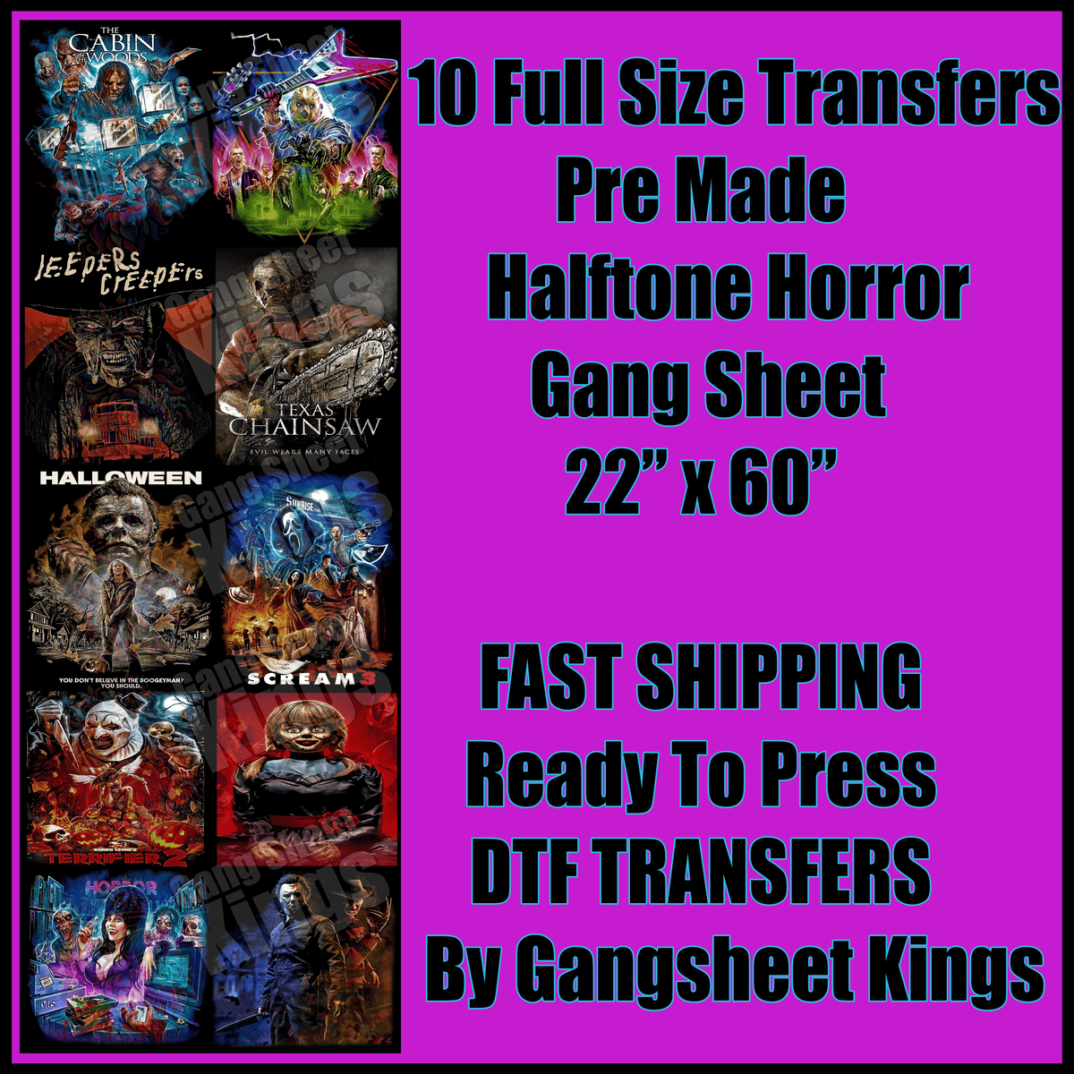 Halftone Horror Halloween Gangsheet
