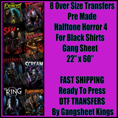 Halftone Horror 4 Halloween For Black Shirts Gangsheet