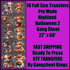 Highland Cow 2 Halloween Gangsheet