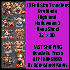 Highland Cow 3 Halloween Gangsheet