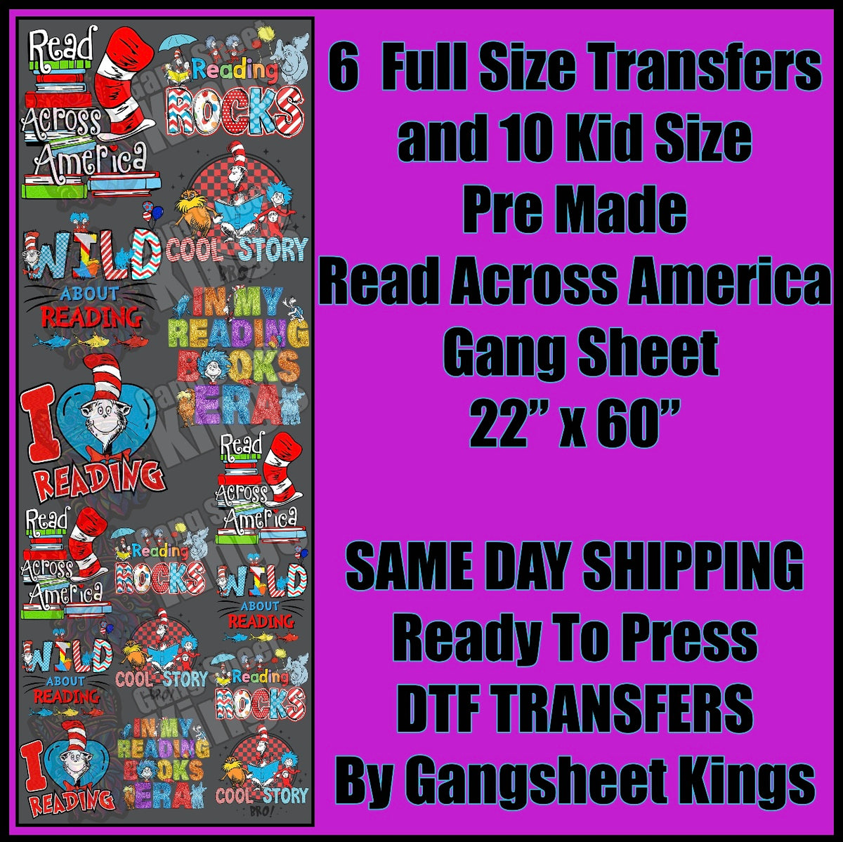 Read Across America Dr Seuss Gangsheet