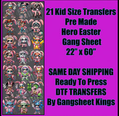 Kids Super Hero Easter  Gangsheet