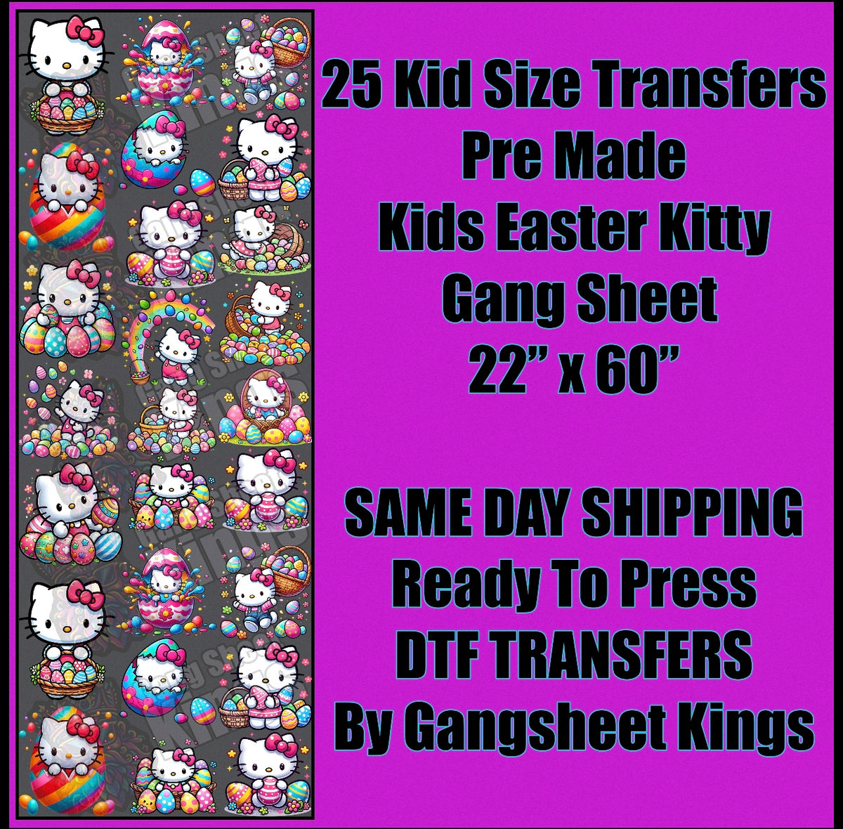 Kids Easter Hello Kitty Gangsheet
