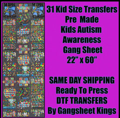 Kids Autism Awareness Gangsheet