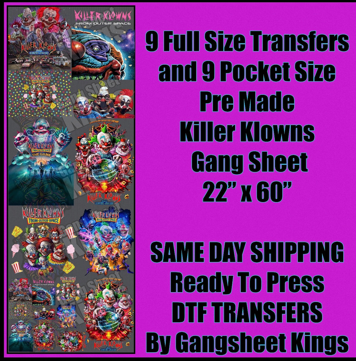 Killer Klowns Premade Gangsheet Halloween