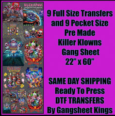 Killer Klowns Premade Gangsheet Halloween