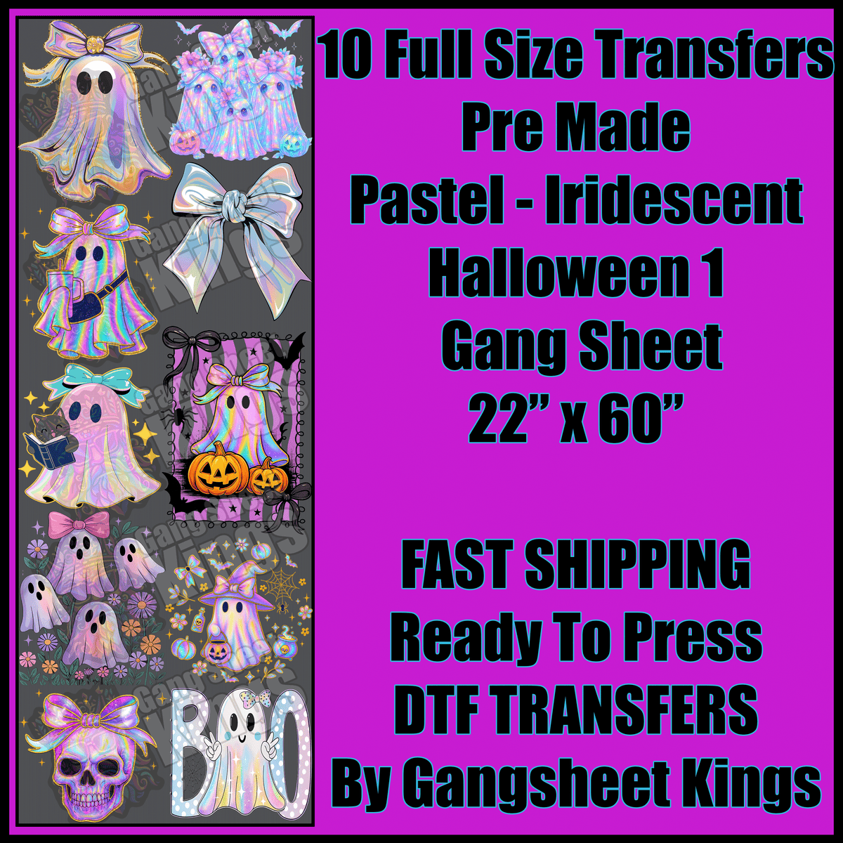 Pastel Iridescent Halloween 1 Gangsheet