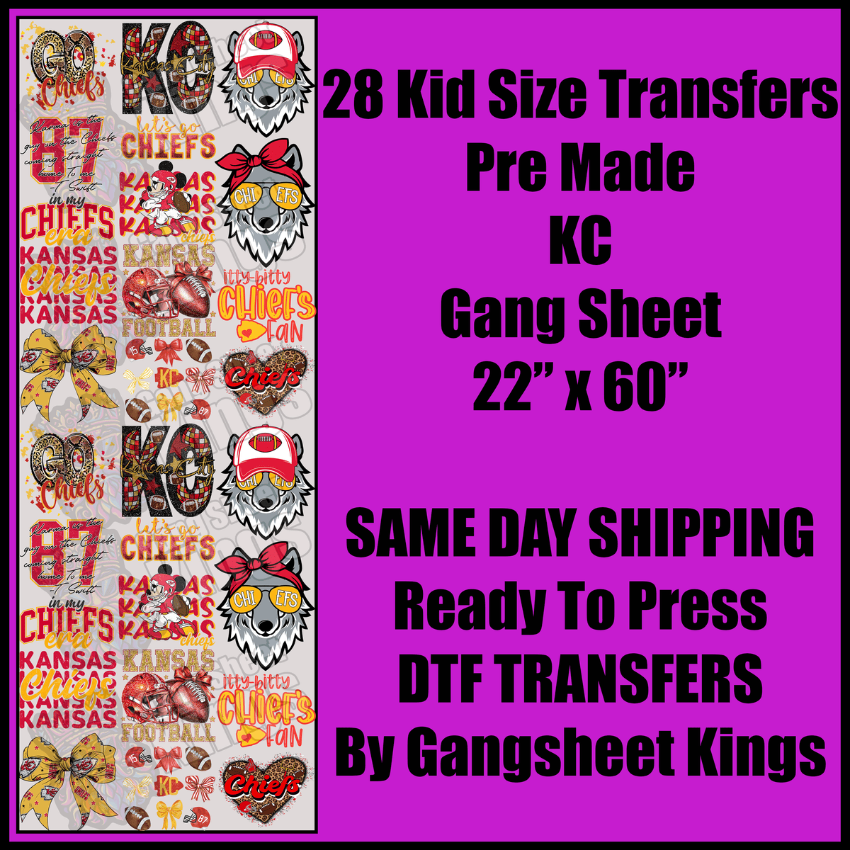 Kids Chiefs NFL Gangsheet