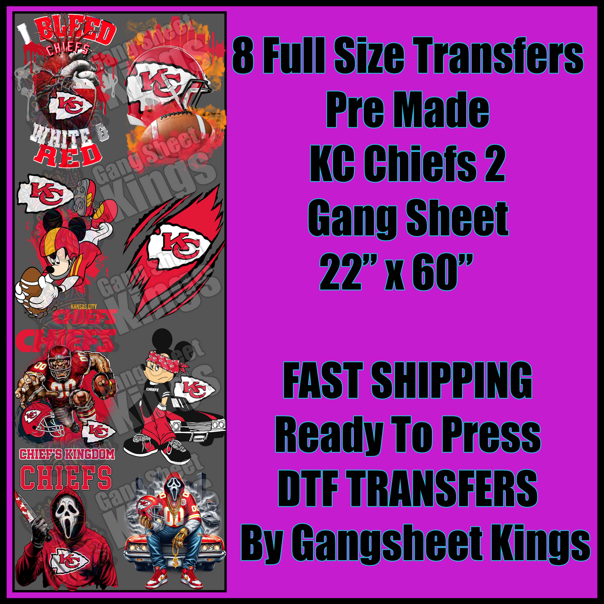 KC Chiefs 2 NFL Gangsheet