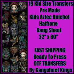 Kid Aztec Huichol Halftoned Gangsheet