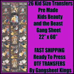 Kids Beauty and the Beast Disney Gangsheet