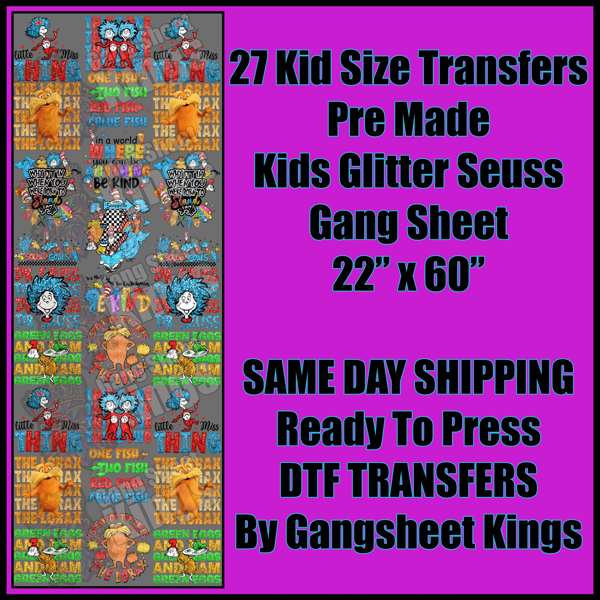 Kids Glitter Dr Seuss