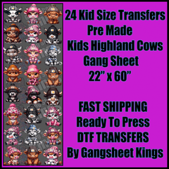 Kids Highland Cows Gangsheet