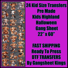 Kids Highland Cow Halloween Gangsheet