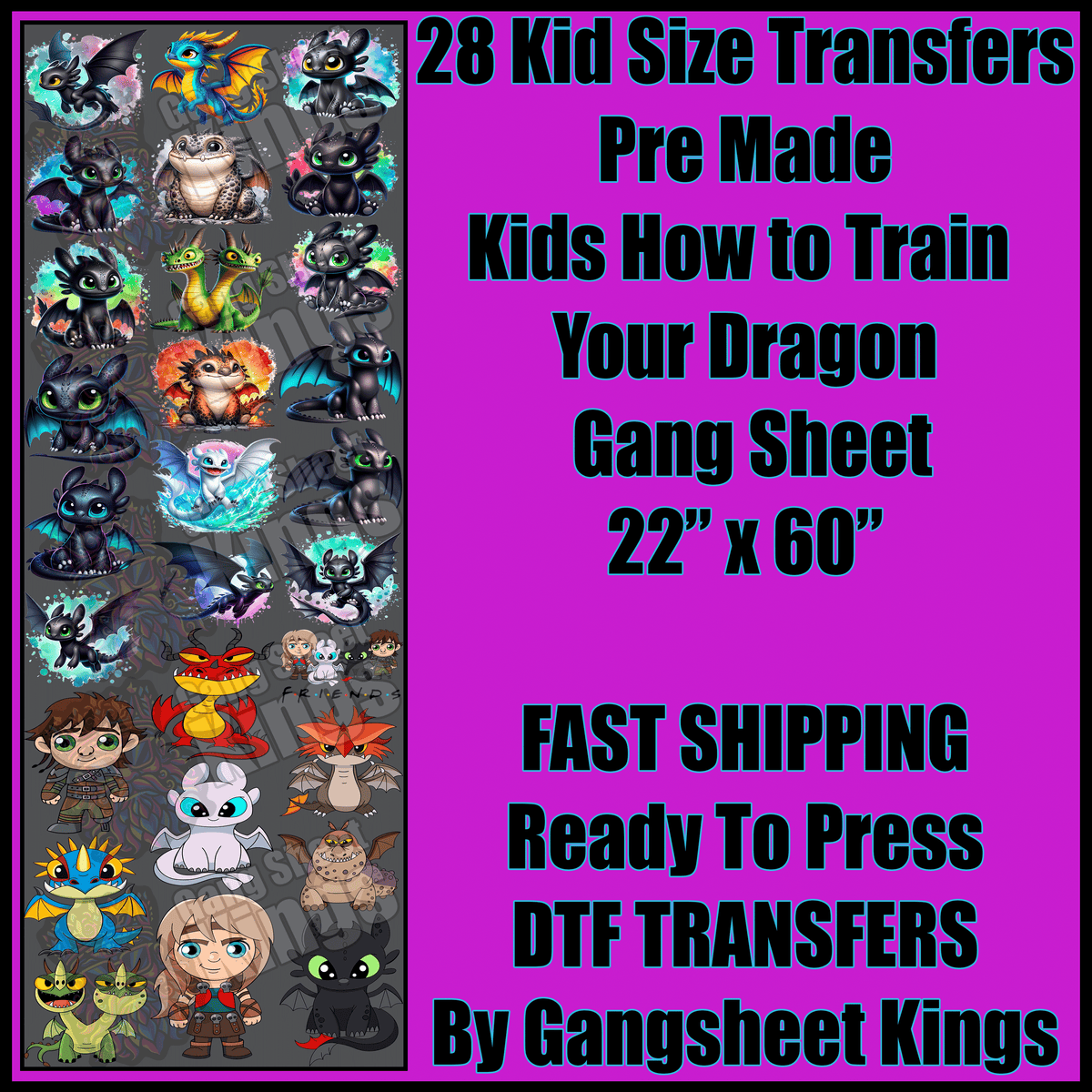 Kids How to Train Your Dragon Gangsheet