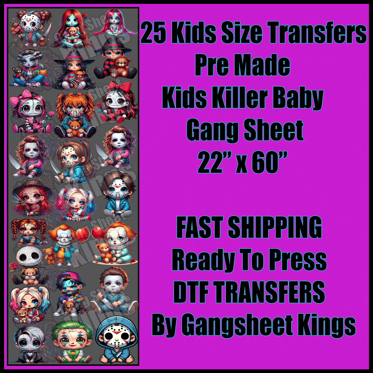 Kids Killer Baby Halloween Gangsheet