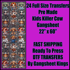 Kids Killer Cows Halloween Gangsheet