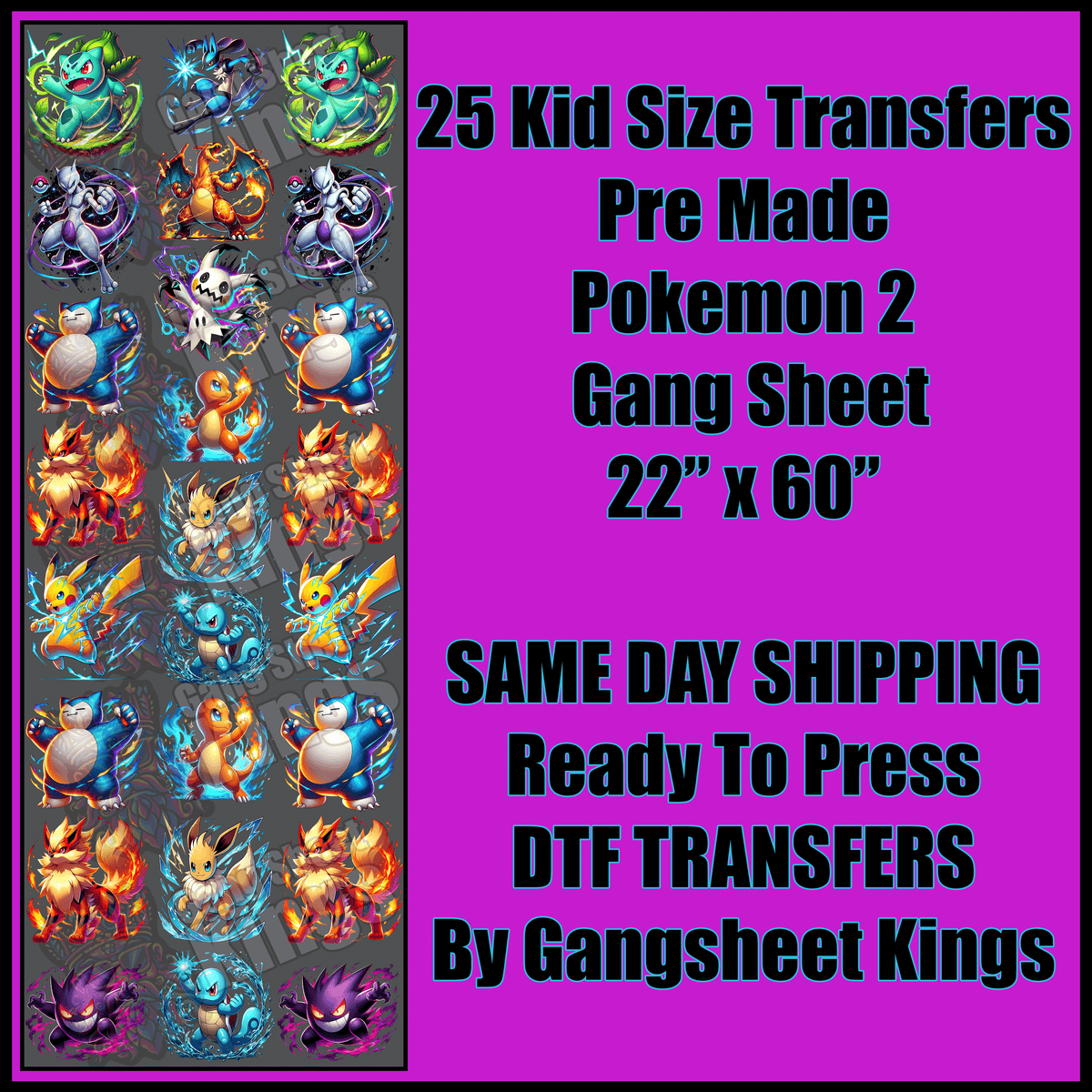 Kids Pokemon 2 Gangsheet