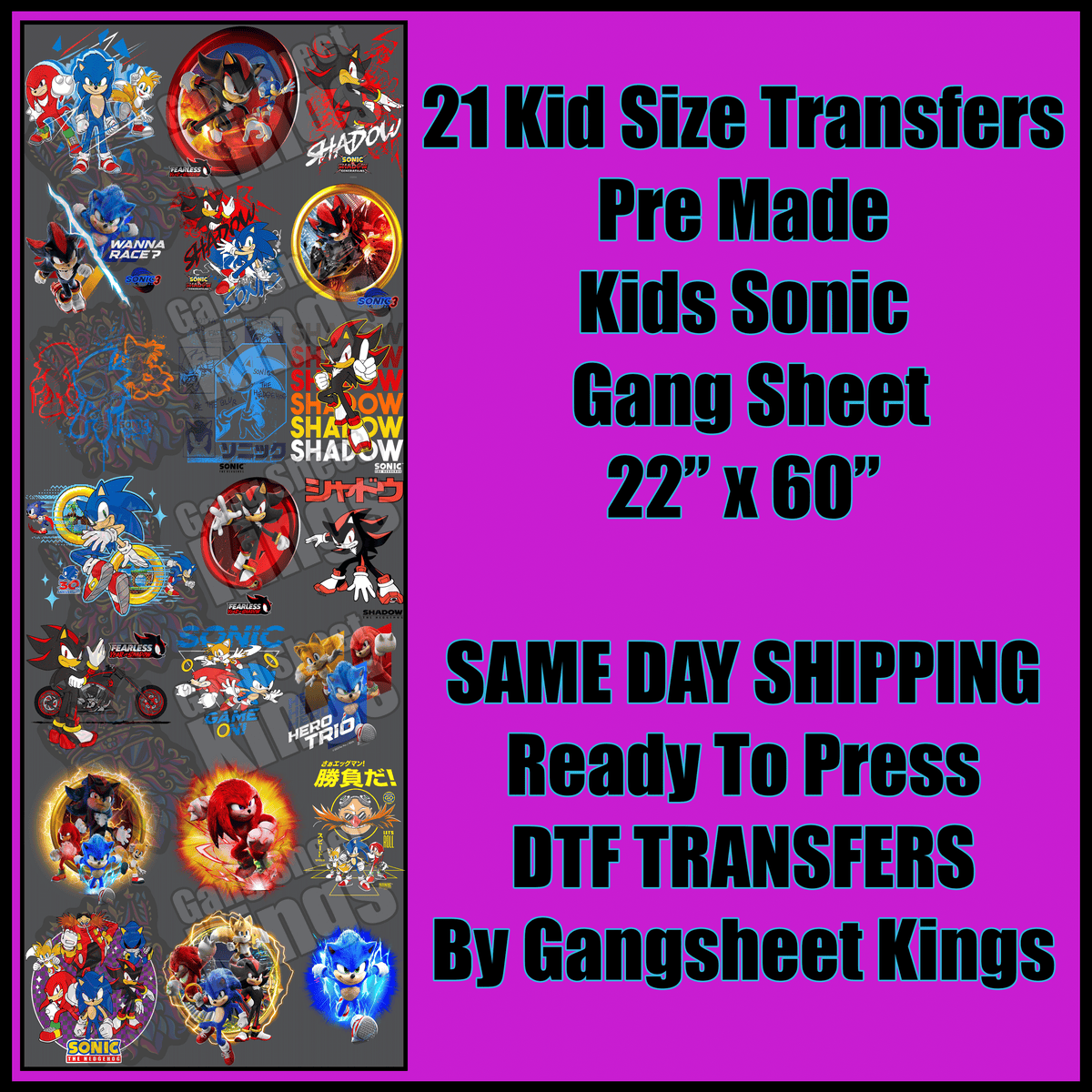 Kids Sonic Gangsheet
