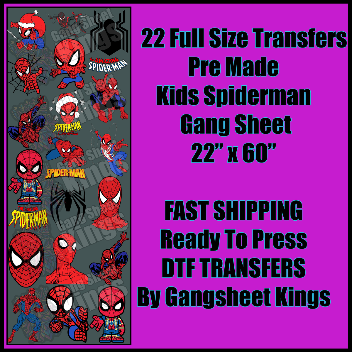 Kids Spiderman Gangsheet