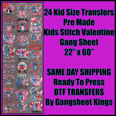 Kids Stitch Valentine Gangsheet