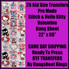 Kids Stitch & Hello Kitty Valentine Gang Sheet