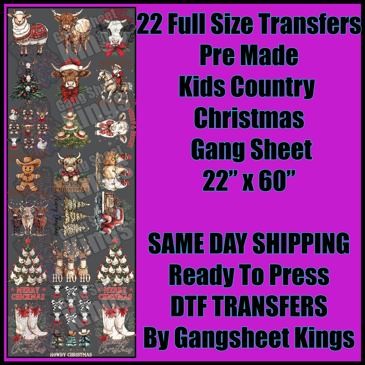 Kids Country Christmas Gangsheet